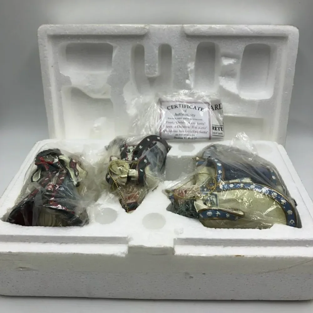 Vintage Ashton Drake 3 Set Santa Christmas Tree Ornaments Thomas Kinkade